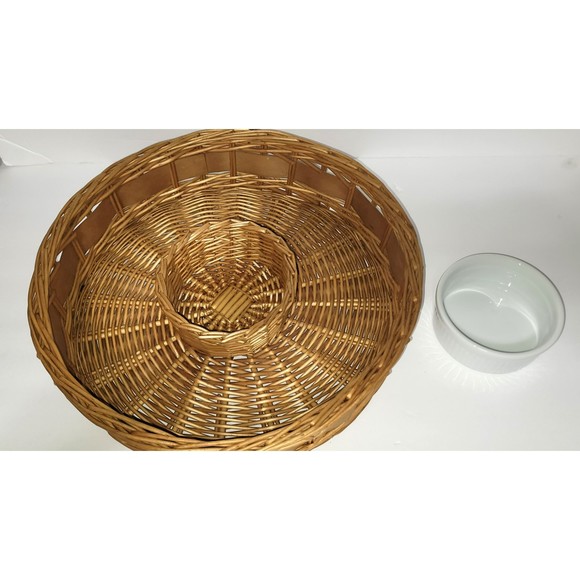 Rattan wicker chip and dip serving basket tray bowl vintage - Picture 4 of 10